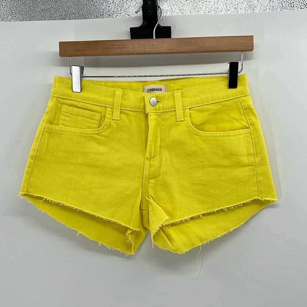 L'AGENCE Audrey Cut Off Denim Shorts - Yellow - 25 - NWOT